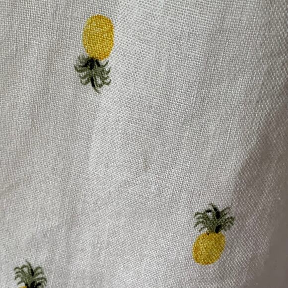 Rae Dunn Women's Linen Pineapple Print Button Up Shirt Short Sleeve Collar Large - Picture 13 of 16